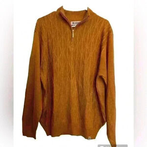 Stacy Adams quarter-zip burnt orange‎ sweater. Size large